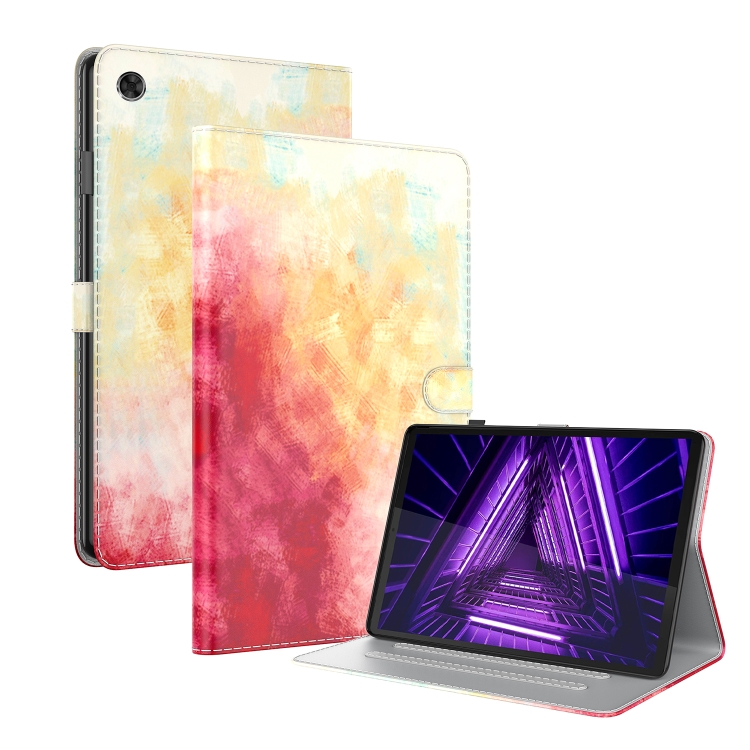 

For Lenovo M10 Plus 10.3 TB-X606F TB-X606X Voltage Watercolor Pattern Skin Feel Magnetic Horizontal Flip PU Leather Case with Holder(Red)