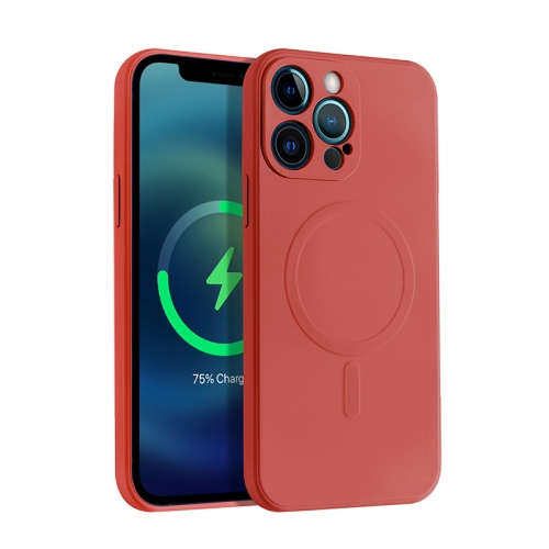 

For iPhone 13 Pro Liquid Silicone Full Coverage Shockproof Magsafe Case (Dark Red)
