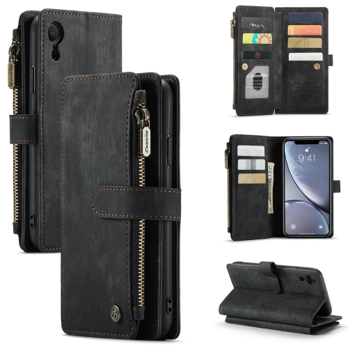 

CaseMe-C30 PU + TPU Multifunctional Horizontal Flip Leather Case with Holder & Card Slot & Wallet & Zipper Pocket For iPhone XR(Black)