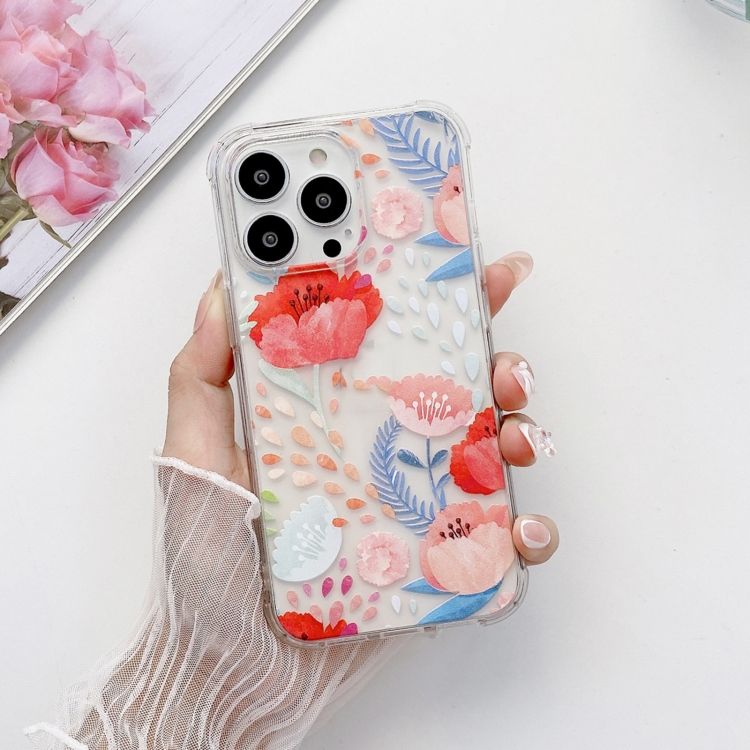 

Painted Flowers TPU Shockproof Case For iPhone 13 Pro(Pattern 6)