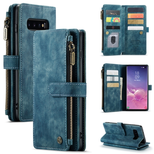 

For Samsung Galaxy S10 CaseMe-C30 PU + TPU Multifunctional Horizontal Flip Leather Case with Holder & Card Slot & Wallet & Zipper Pocket(Blue)