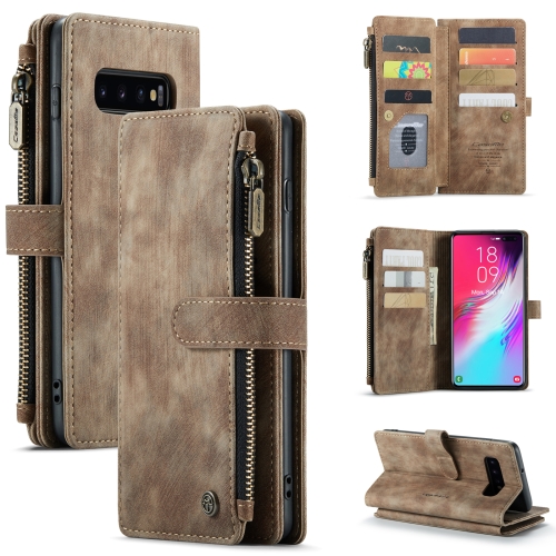 

For Samsung Galaxy S10+ CaseMe-C30 PU + TPU Multifunctional Horizontal Flip Leather Case with Holder & Card Slot & Wallet & Zipper Pocket(Brown)