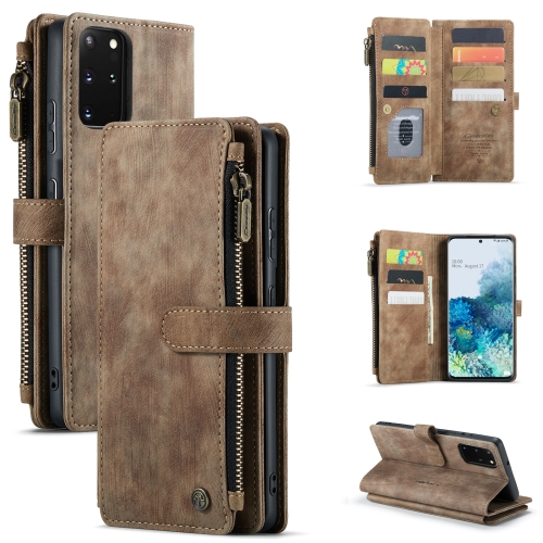 

For Samsung Galaxy S20+ 5G CaseMe-C30 PU + TPU Multifunctional Horizontal Flip Leather Case with Holder & Card Slot & Wallet & Zipper Pocket(Brown)