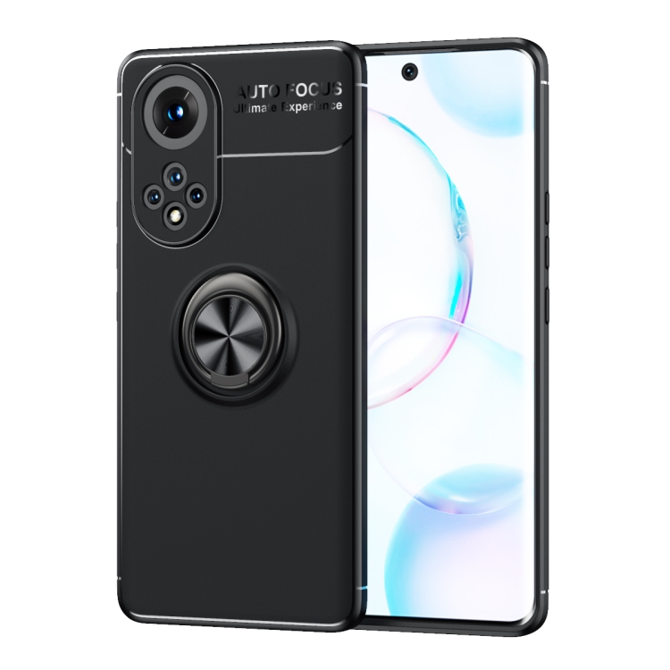 

For Huawei Nova 9 Metal Ring Holder 360 Degree Rotating TPU Case(Black)