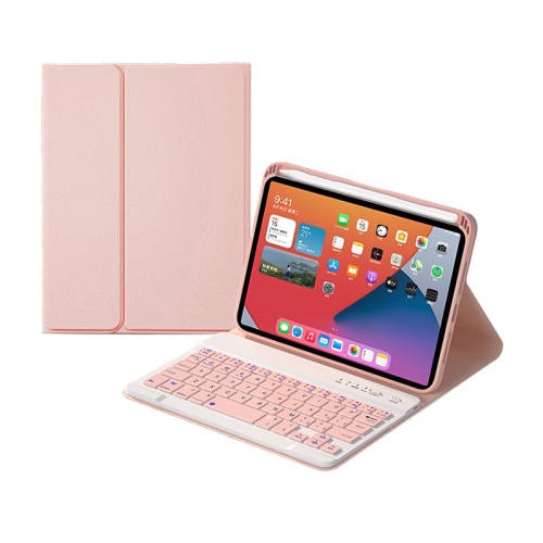 

HK006 Square Keys Detachable Bluetooth Keyboard Leather Tablet Case with Holder for iPad mini 6(Pink)