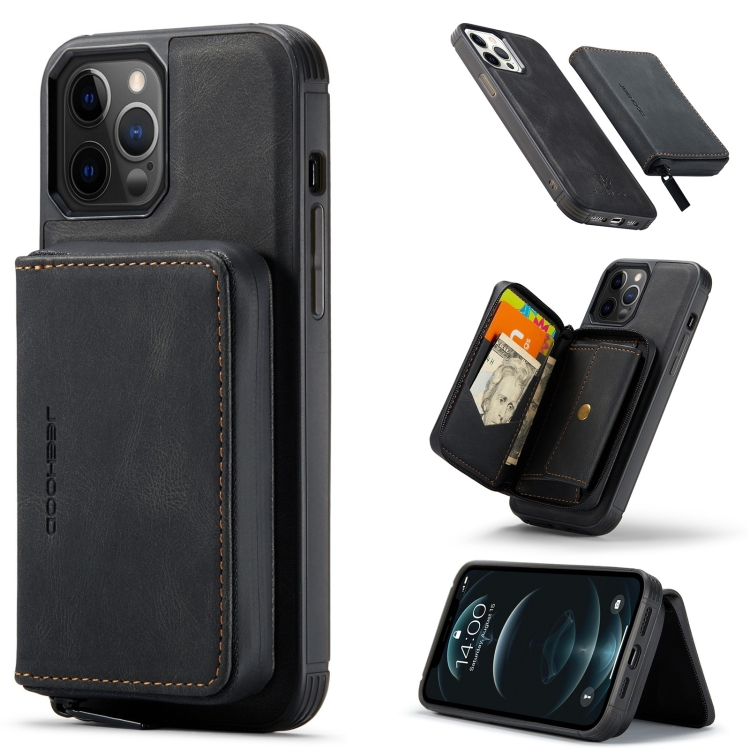 

JEEHOOD Magnetic Zipper Horizontal Flip Leather Case with Holder & Card Slot & Wallet For iPhone 13(Black)