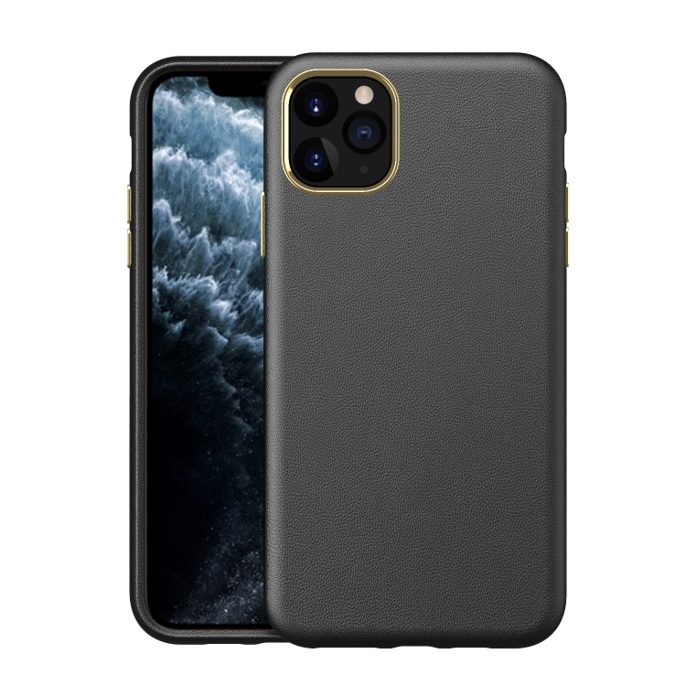 

Electroplating Leather Texture PC + TPU Shockproof Case For iPhone 11 Pro Max(Black)