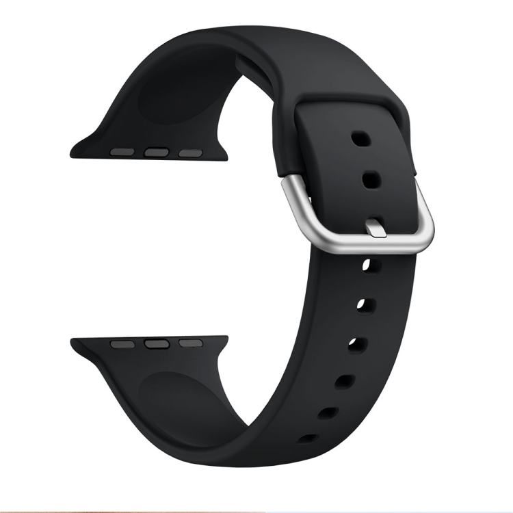

Single-color Silicone Buckle Strap Watch Band For Apple Watch Series 8&7 41mm / SE 2&6&SE&5&4 40mm / 3&2&1 38mm(Black)