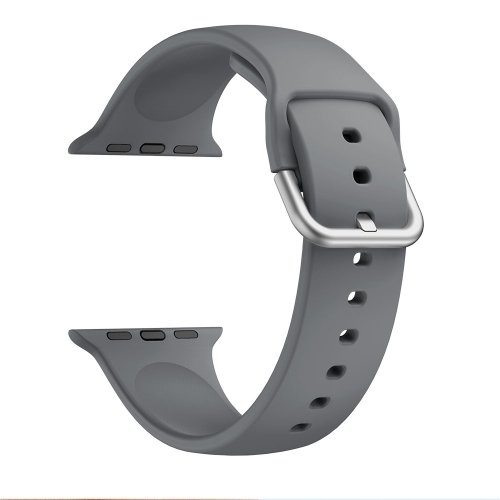 

Single-color Silicone Buckle Strap Watch Band For Apple Watch Series 7 45mm / 6 & SE & 5 & 4 44mm / 3 & 2 & 1 42mm(Dark Grey)