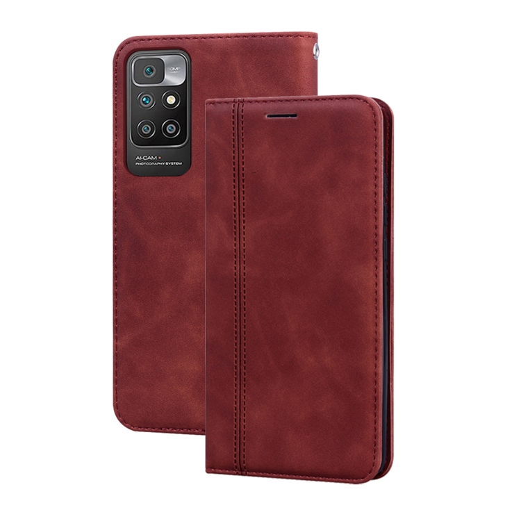 

For Xiaomi Redmi 10 Frosted Business Magnetic Horizontal Flip PU Leather Case with Holder & Card Slot & Lanyard(Brown)
