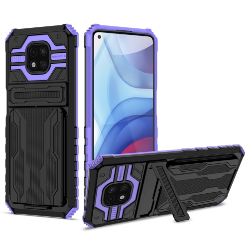 

For Motorola Moto G Power 2021 Kickstand Armor Card Wallet Phone Case(Purple)