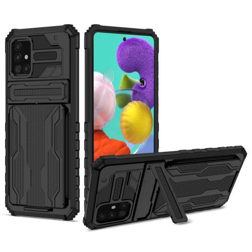 

For Samsung Galaxy A31 / A51 Kickstand Armor Card Wallet Phone Case(Black)