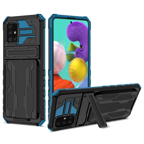 

For Samsung Galaxy A31 / A51 Kickstand Armor Card Wallet Phone Case(Blue)