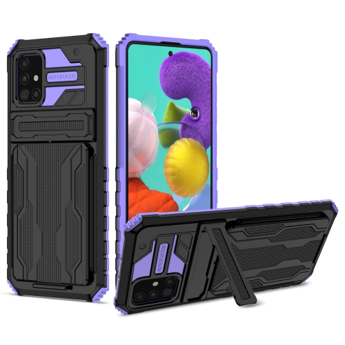 

For Samsung Galaxy A31 / A51 Kickstand Armor Card Wallet Phone Case(Purple)