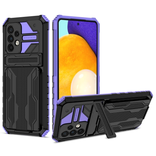 

For Samsung Galaxy A52 5G / 4G Kickstand Armor Card Wallet Phone Case(Purple)