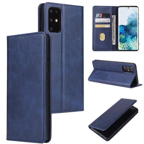 

For Samsung Galaxy S20 Calf Texture Magnetic Horizontal Flip Leather Case with Holder & Card Slots & Wallet(Blue)