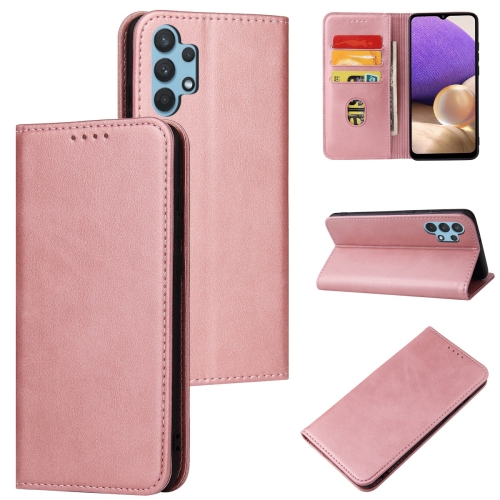 

For Samsung Galaxy A32 5G Calf Texture Magnetic Horizontal Flip Leather Case with Holder & Card Slots & Wallet(Rose Gold)