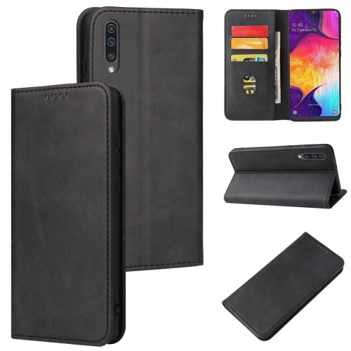 

For Samsung Galaxy A50 Calf Texture Magnetic Horizontal Flip Leather Case with Holder & Card Slots & Wallet(Black)