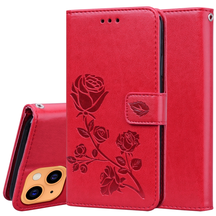 

Rose Embossed Horizontal Flip PU Leather Case with Holder & Card Slots & Wallet For iPhone 13(Red)