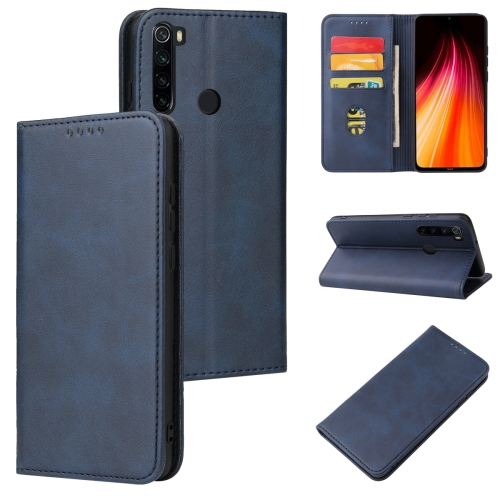 

For Xiaomi Redmi Note 8 Calf Texture Magnetic Horizontal Flip Leather Case with Holder & Card Slots & Wallet(Blue)