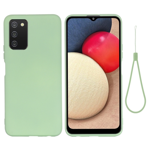 

For Samsung Galaxy A03s (164.2mm) Pure Color Liquid Silicone Shockproof Full Coverage Case(Green)