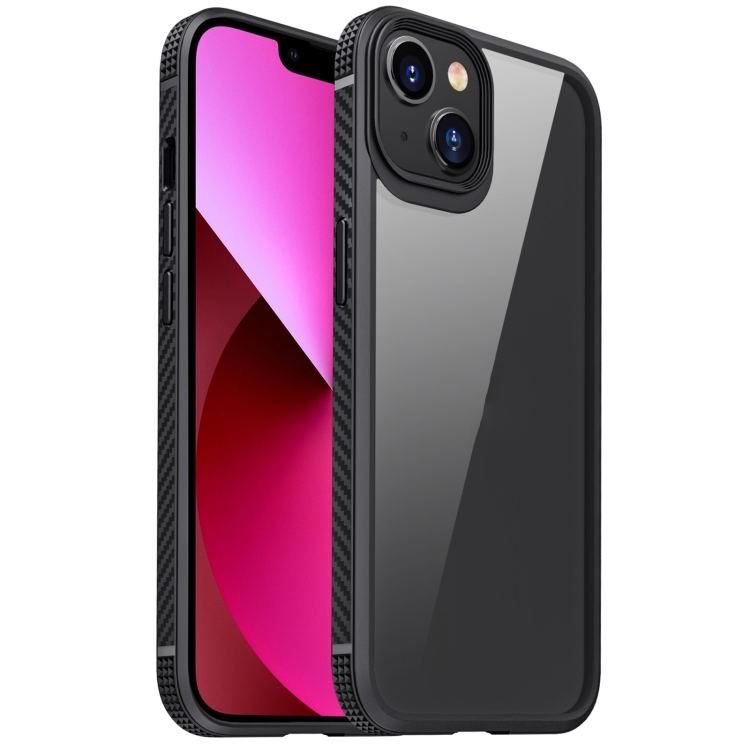 

For iPhone 13 MG Series Carbon Fiber TPU + Clear PC Four-corner Airbag Shockproof Case(Black)