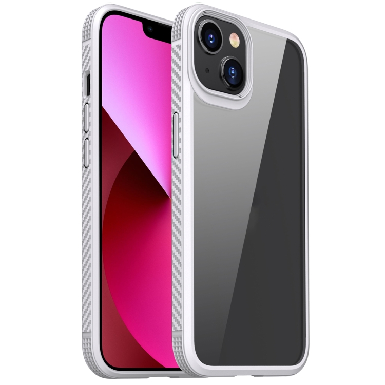 

For iPhone 13 MG Series Carbon Fiber TPU + Clear PC Four-corner Airbag Shockproof Case(White)