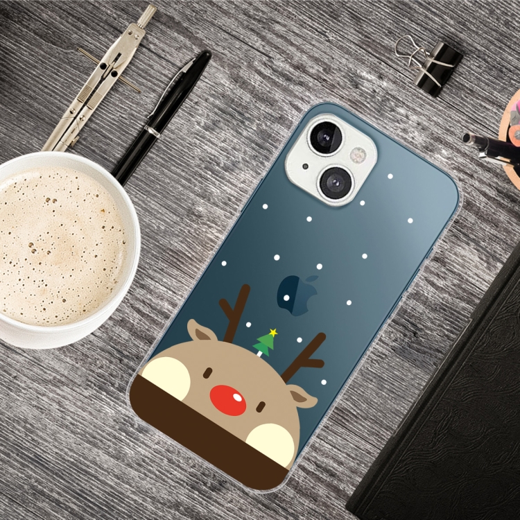 

For iPhone 13 Christmas Series Transparent TPU Protective Case(Fat Deer)