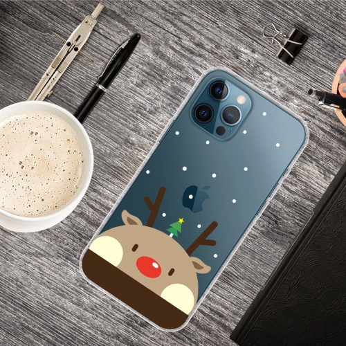 

For iPhone 13 Pro Christmas Series Transparent TPU Protective Case (Fat Deer)