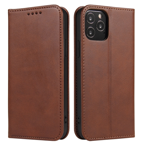 

Calf Texture Magnetic Horizontal Flip Leather Case with Holder & Card Slots & Wallet For iPhone 12 / 12 Pro(Brown)