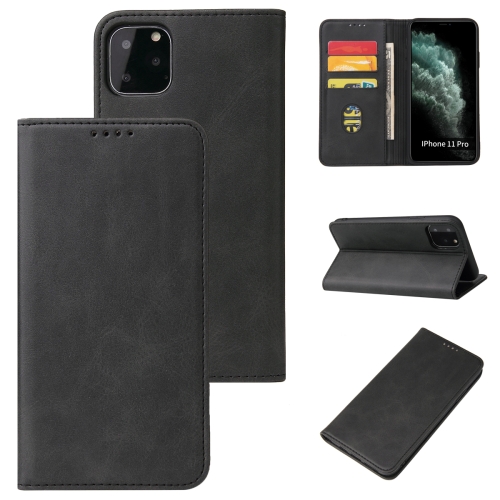 

For iPhone 11 Calf Texture Magnetic Horizontal Flip Leather Case with Holder & Card Slots & Wallet (Black)
