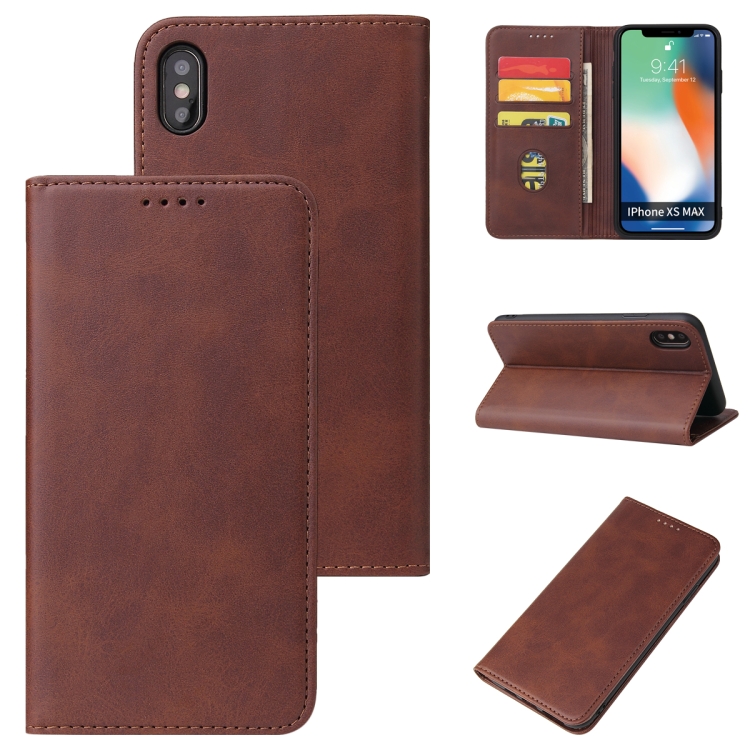 

Calf Texture Magnetic Horizontal Flip Leather Case with Holder & Card Slots & Wallet For iPhone X / XS(Brown)