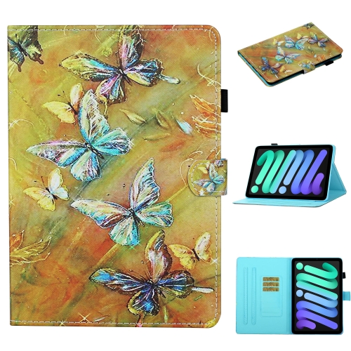 

Coloured Drawing Stitching Horizontal Flip Leather Tablet Case with Holder & Card Slot & Sleep / Wake-up Function For iPad mini 6(Butterflies)