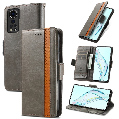 

For ZTE Axon 30 5G CaseNeo Business Splicing Dual Magnetic Buckle Horizontal Flip PU Leather Case with Holder & Card Slots & Wallet(Grey)