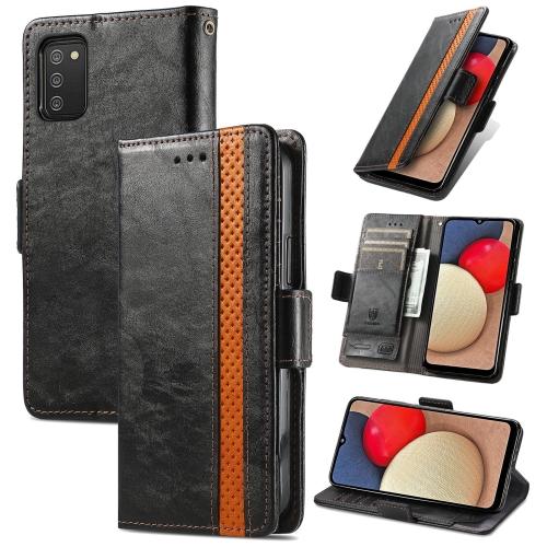 

For Samsung Galaxy A03s CaseNeo Business Splicing Dual Magnetic Buckle Horizontal Flip PU Leather Case with Holder & Card Slots & Wallet(Black)