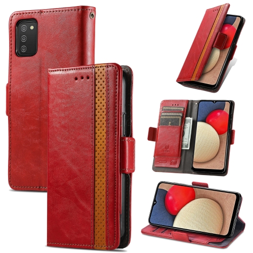 

For Samsung Galaxy A03s CaseNeo Business Splicing Dual Magnetic Buckle Horizontal Flip PU Leather Case with Holder & Card Slots & Wallet(Red)