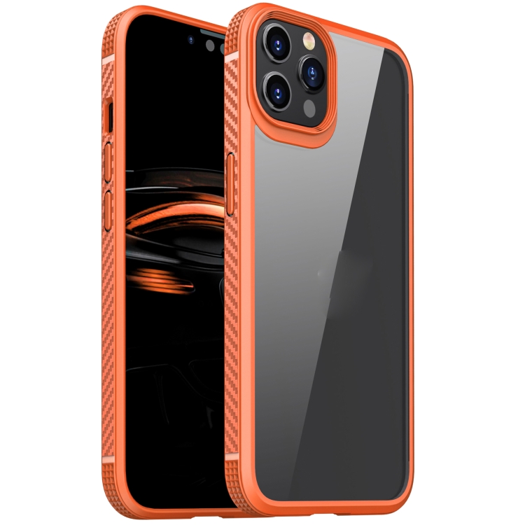 

MG Series Carbon Fiber TPU + Clear PC Four-corner Airbag Shockproof Case For iPhone 12 / 12 Pro(Orange)