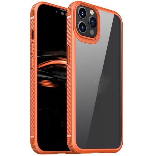 

MG Series Carbon Fiber TPU + Clear PC Four-corner Airbag Shockproof Case For iPhone 12 Pro Max(Orange)