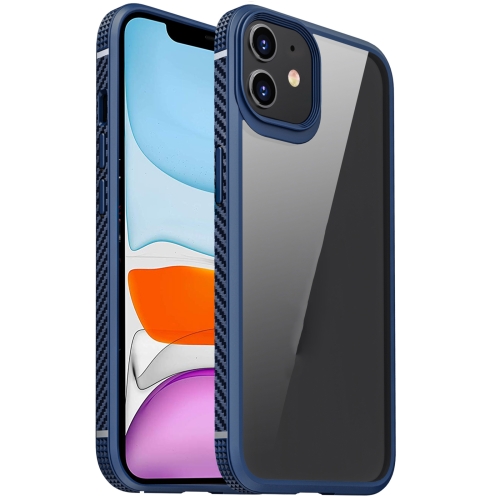 

For iPhone 11 MG Series Carbon Fiber TPU + Clear PC Four-corner Airbag Shockproof Case (Blue)