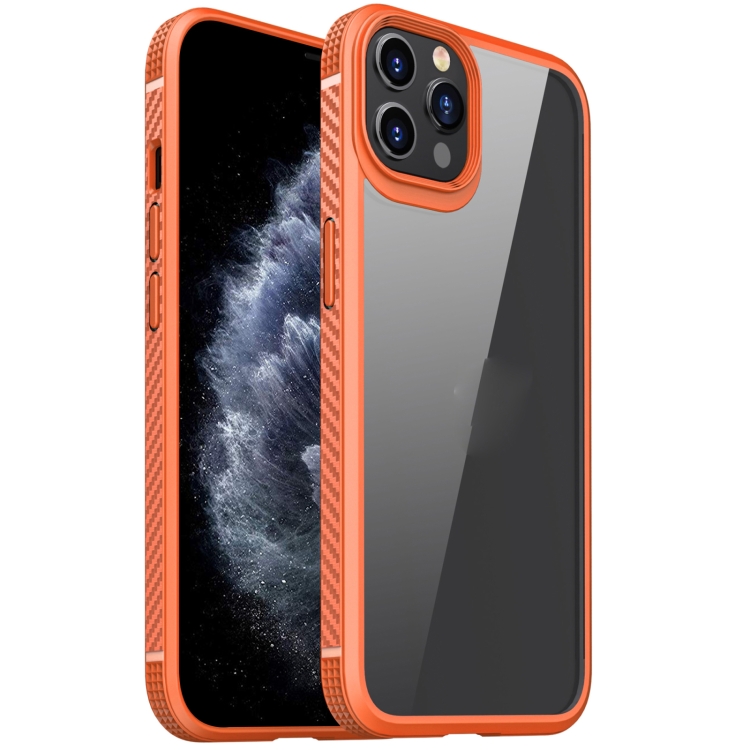 

MG Series Carbon Fiber TPU + Clear PC Four-corner Airbag Shockproof Case For iPhone 11 Pro(Orange)