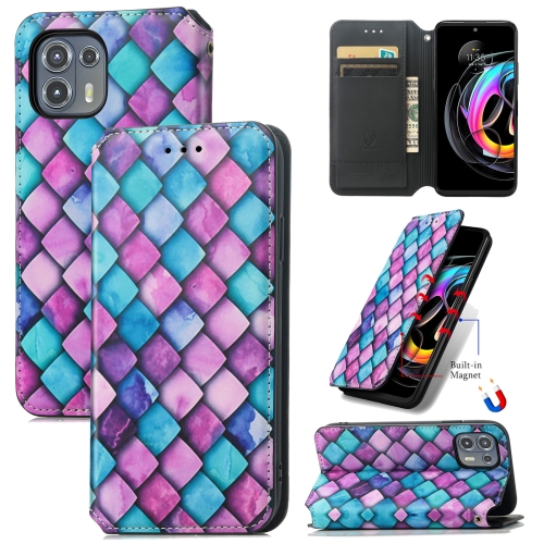 

For Motorola Edge 20 Lite Colorful Magnetic Horizontal Flip PU Leather Case with Holder & Card Slot & Wallet(Purple Scales)