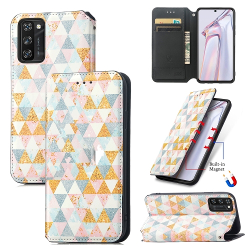 

For Blackview A100 Colorful Magnetic Horizontal Flip PU Leather Case with Holder & Card Slot & Wallet(Rhombus)