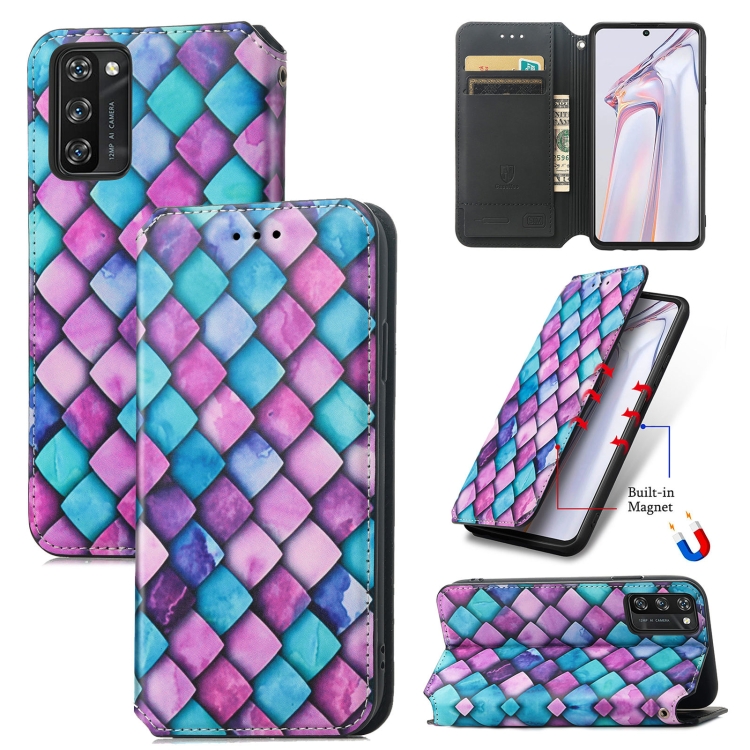 

For Blackview A100 Colorful Magnetic Horizontal Flip PU Leather Case with Holder & Card Slot & Wallet(Purple Scales)