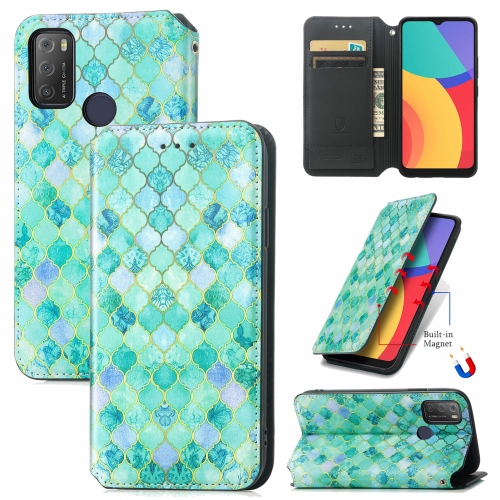 

For Alcatel 1S (2021) Colorful Magnetic Horizontal Flip PU Leather Case with Holder & Card Slot & Wallet(Emerald)