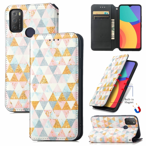 

For Alcatel 1S (2021) Colorful Magnetic Horizontal Flip PU Leather Case with Holder & Card Slot & Wallet(Rhombus)