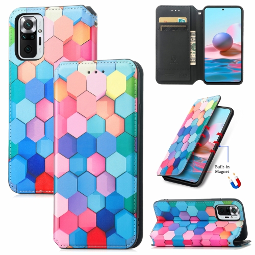 

For Xiaomi Redmi Note 10 Pro Colorful Magnetic Horizontal Flip PU Leather Case with Holder & Card Slot & Wallet(Colorful Cube)
