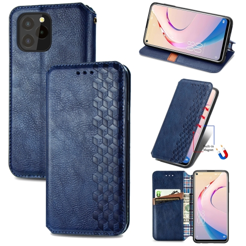 

For OUKITEL C21 Pro Cubic Grid Pressed Horizontal Flip Magnetic PU Leather Case with Holder & Card Slots & Wallet(Blue)