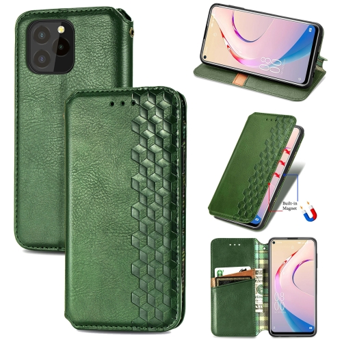 

For OUKITEL C21 Pro Cubic Grid Pressed Horizontal Flip Magnetic PU Leather Case with Holder & Card Slots & Wallet(Green)