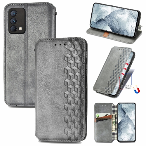 

For OPPO Realme GT Master Cubic Grid Pressed Horizontal Flip Magnetic PU Leather Case with Holder & Card Slots & Wallet(Grey)