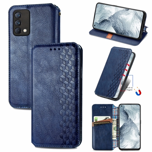 

For OPPO Realme GT Master Cubic Grid Pressed Horizontal Flip Magnetic PU Leather Case with Holder & Card Slots & Wallet(Blue)